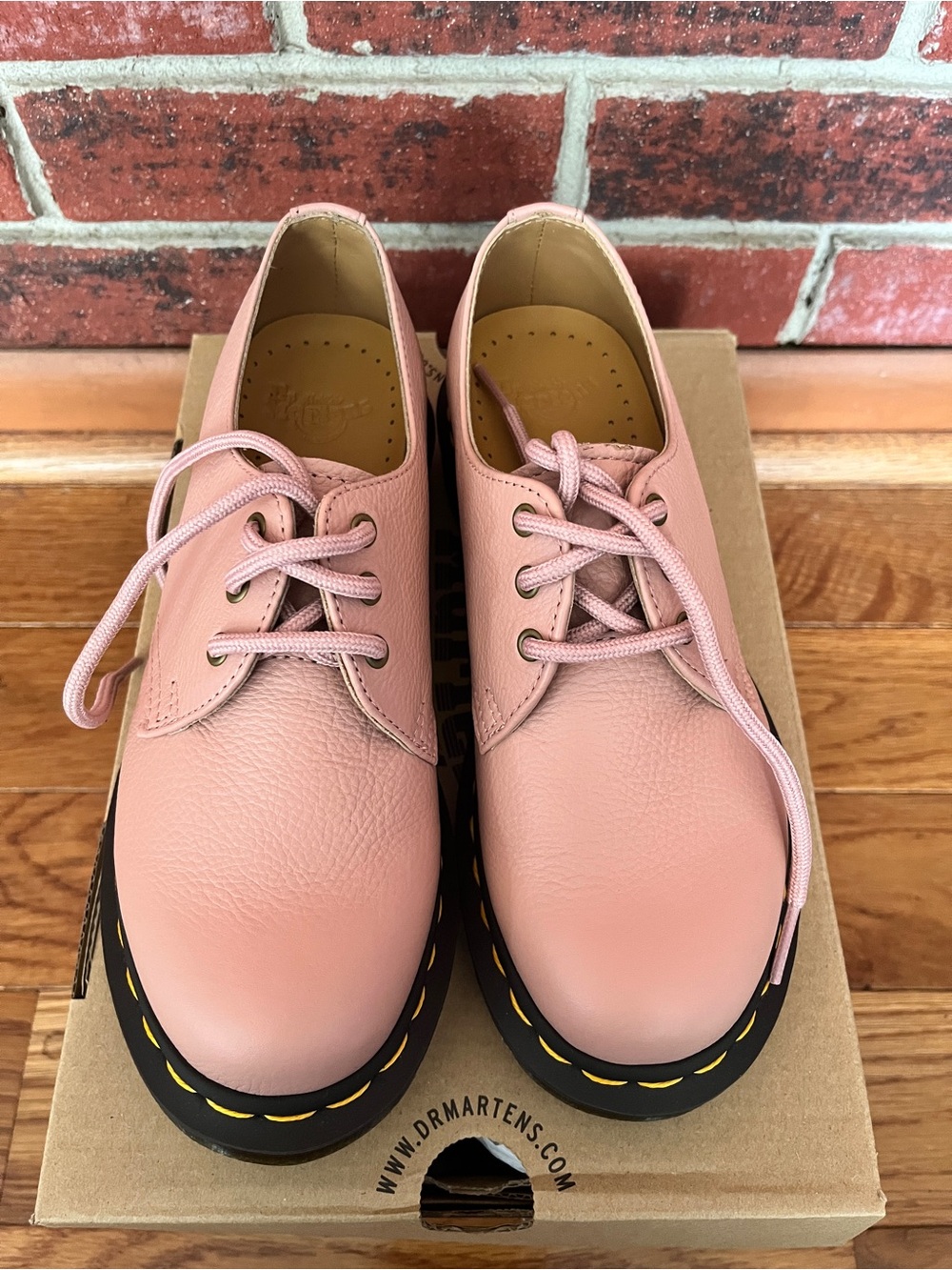 Dr. Martens Women's Pink Leather 3-Eye Oxford Shoes